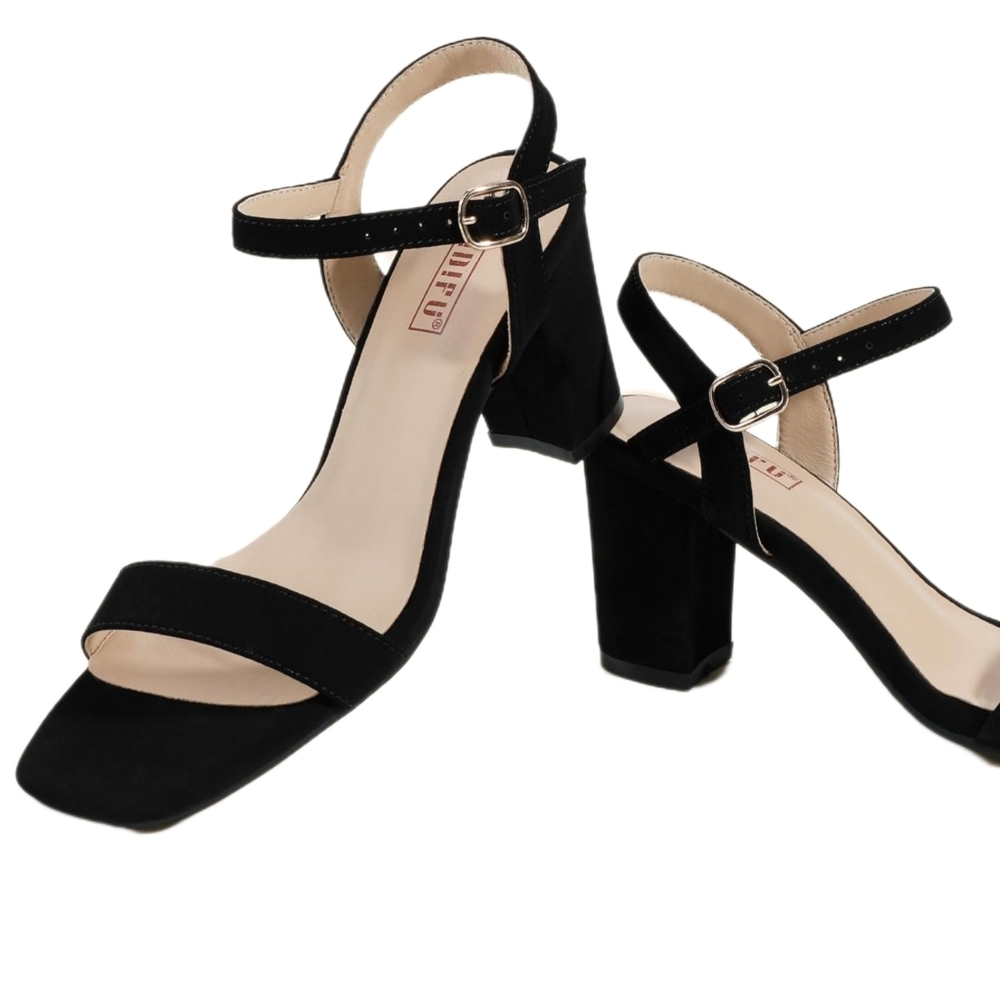 Elegant Black Block Heel Sandals - Picture 2 of 16